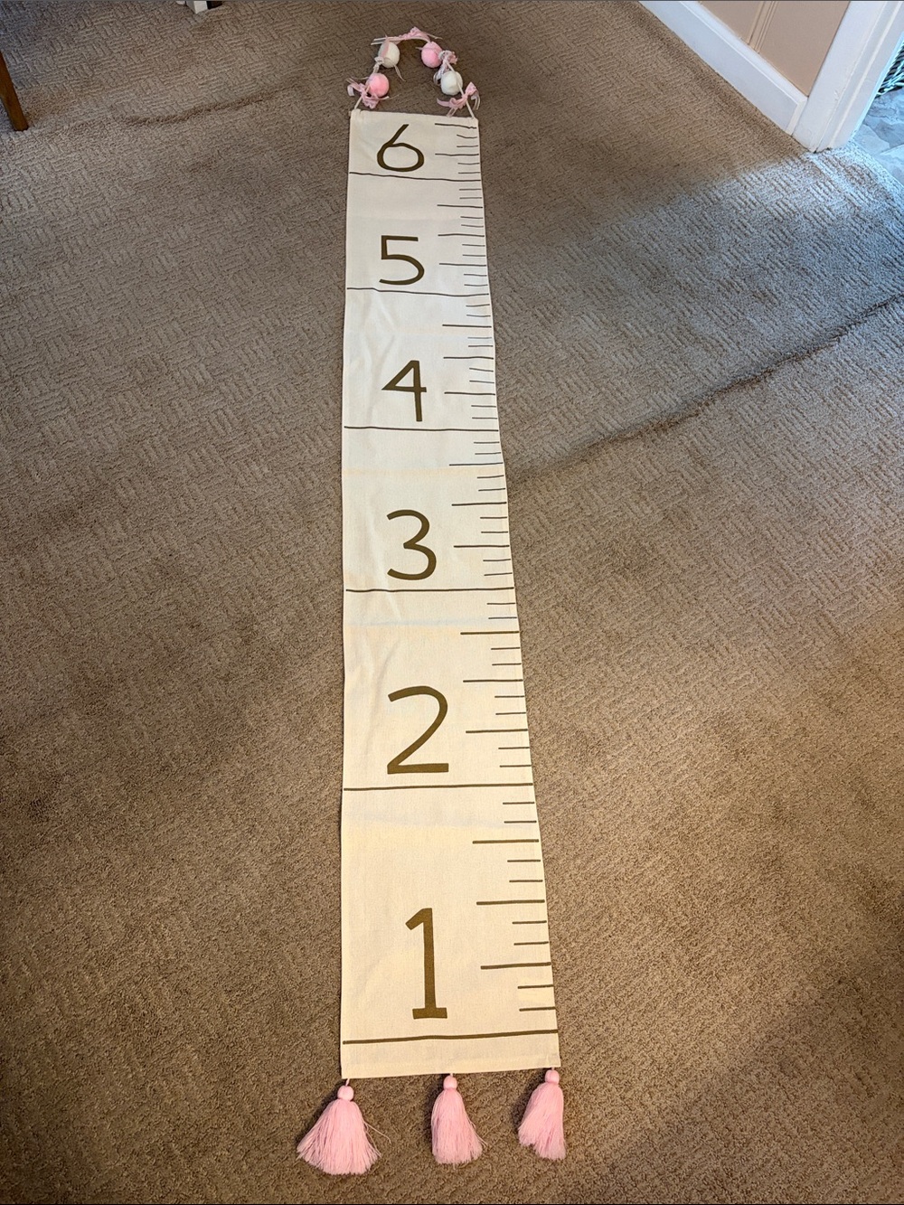 Kids Growth Chart Wall Hanging - Pink and Cream